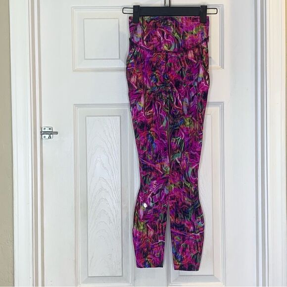 Lululemon Fast and Free High-Rise Tight 25" Size 0 Hyper Flow Pink Multi - Picture 3 of 9